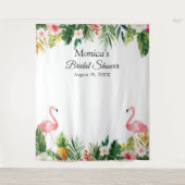 Hintergrund des tropischen Flamingo-Brautparty-Fot Wandteppich (Vorderseite)
