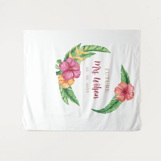 Hintergrund des tropischen Luau Hibiskus Brautpart Wandteppich (Vorderseite (Horizontal))