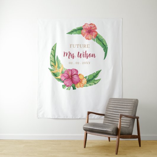 Hintergrund des tropischen Luau Hibiskus Brautpart Wandteppich (Beispiel)