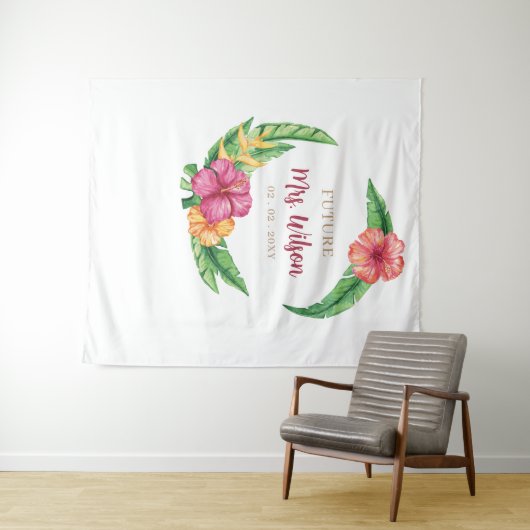 Hintergrund des tropischen Luau Hibiskus Brautpart Wandteppich (Beispiel (Horizontal))