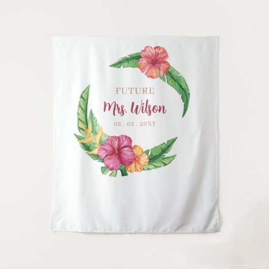 Hintergrund des tropischen Luau Hibiskus Brautpart Wandteppich (Vorderseite)