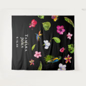 Hintergrund des tropischen Schwarz-Blau-Fotos Wandteppich (Vorderseite (Horizontal))