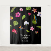 Hintergrund des tropischen Schwarz-Blau-Fotos Wandteppich (Vorderseite)