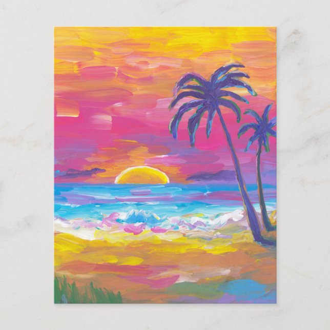 Hintergrund des tropischen Sonnenuntergangs mit Wa (Vorderseite)