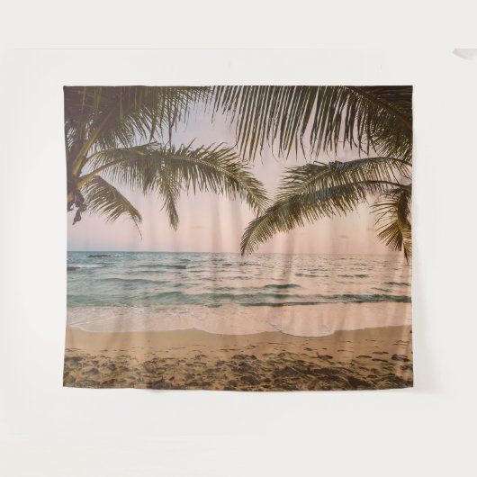 Hintergrund des tropischen Strandpalms Wandteppich (Vorderseite (Horizontal))