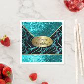 Hintergrund des türkisfarbenen Glitzer-Designers Serviette (Beispiel)
