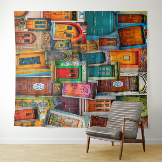 Hintergrund des Urban Door Collage Fotografy Studi Wandteppich (Beispiel (Horizontal))