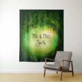 Hintergrund des verzauberten grünen Waldbaums und  Wandteppich (Beispiel)