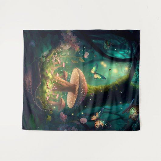 Hintergrund des verzauberten Waldes Wandteppich (Vorderseite (Horizontal))