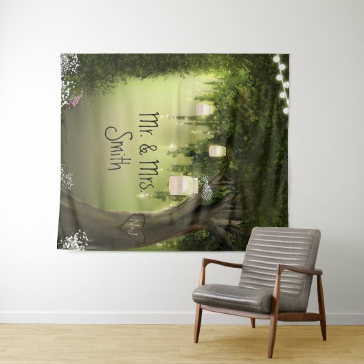 Hintergrund des verzauberten Waldöckerbaums Wandteppich (Beispiel (Horizontal))