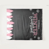 Hintergrund des Winters Onederland Pink Chalkboard Wandteppich (Vorderseite (Horizontal))