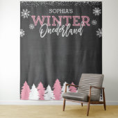 Hintergrund des Winters Onederland Pink Chalkboard Wandteppich (Beispiel)