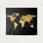 Hintergrund des World Map Detected Globe Black Gol Wandteppich (Vorderseite (Horizontal))