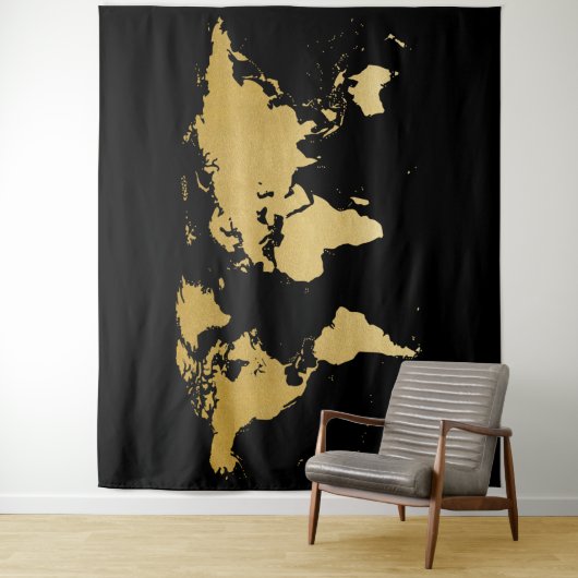 Hintergrund des World Map Detected Globe Black Gol Wandteppich (Beispiel)