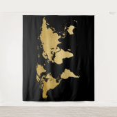 Hintergrund des World Map Detected Globe Black Gol Wandteppich (Vorderseite)