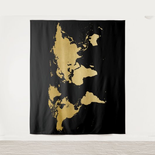 Hintergrund des World Map Detected Globe Black Gol Wandteppich (Vorderseite)