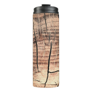 Hintergrund eines Holzstumpfabs, Alter, Alterung, Thermosbecher