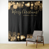 Hintergrund-frohe Weihnacht-Goldwinter-Märchenland Wandteppich (Beispiel)