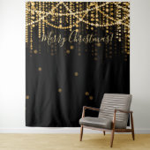 Hintergrund Frohe Weihnachten Party Gold String Li Wandteppich (Beispiel)
