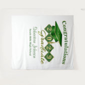 Hintergrund für Abschluss-Grün- und Gold-Party Wandteppich (Vorderseite (Horizontal))