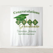 Hintergrund für Abschluss-Grün- und Gold-Party Wandteppich (Vorderseite)