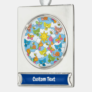 Hintergrund für Baby-Tiere Banner-Ornament Silber