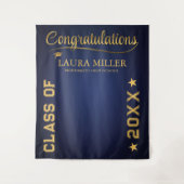 Hintergrund für bearbeitbare Navy & Gold Abschluss Wandteppich (Vorderseite)