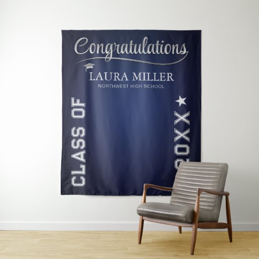 Hintergrund für bearbeitbare Navy- und Silver Absc Wandteppich (Beispiel)