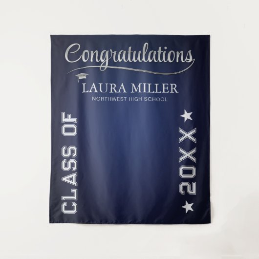 Hintergrund für bearbeitbare Navy- und Silver Absc Wandteppich (Vorderseite)