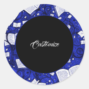 Hintergrund für blaue Bücher Runder Aufkleber