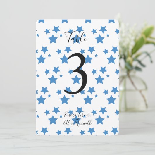 Hintergrund für blaue Sterne | TISCHNUMMERN (Stehend Vorderseite)