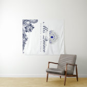 Hintergrund für blaue und weiße Spitzen Quinceaner Wandteppich (Beispiel (Horizontal))