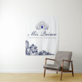 Hintergrund für blaue und weiße Spitzen Quinceaner Wandteppich (Beispiel)