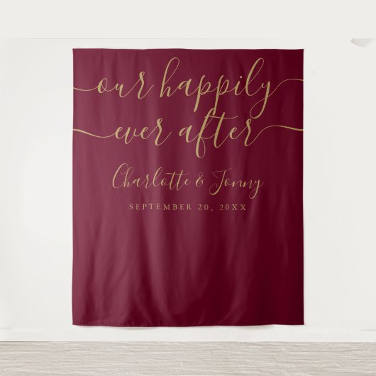 Hintergrund für Burgund und Gold Wedding Foto Wandteppich (Vorderseite)