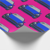 Hintergrund für das Auto SUV mit blauem Elektrofah Geschenkpapier (Ecke)