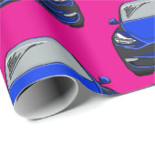 Hintergrund für das Auto SUV mit blauem Elektrofah Geschenkpapier (Rolleneckpunkt)