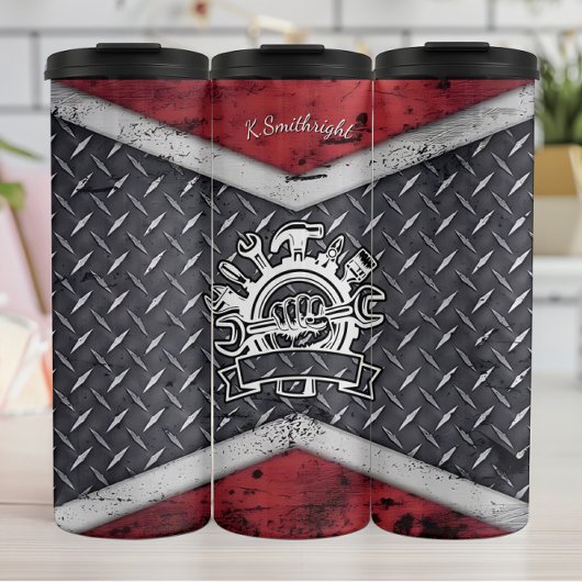 Hintergrund für das Emblem von Werkzeugmaschinen Thermosbecher