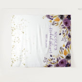 Hintergrund für das lila Floral n Gold Brautparty Wandteppich (Vorderseite (Horizontal))