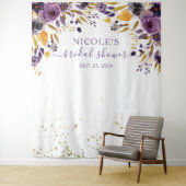 Hintergrund für das lila Floral n Gold Brautparty Wandteppich (Beispiel)