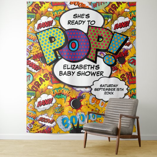 Hintergrund für das Pop Baby Shower Fun Foto Wandteppich (Beispiel)