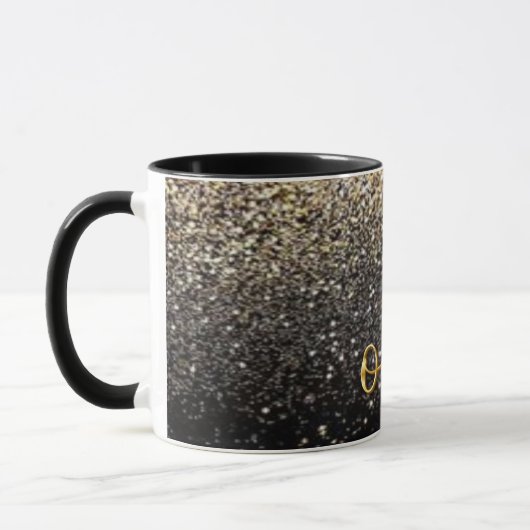 Hintergrund für den Gold Black Glitzer 3D Text Tas Tasse (Links)