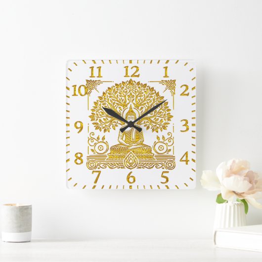 Hintergrund für den Golden Buddha Quadratische Wanduhr (Zuhause)