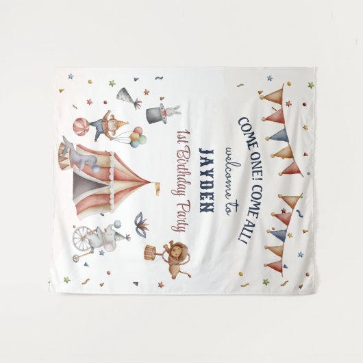 Hintergrund für den Zirkus der Fun Animals Kinderg Wandteppich (Vorderseite (Horizontal))