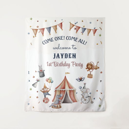 Hintergrund für den Zirkus der Fun Animals Kinderg Wandteppich (Vorderseite)