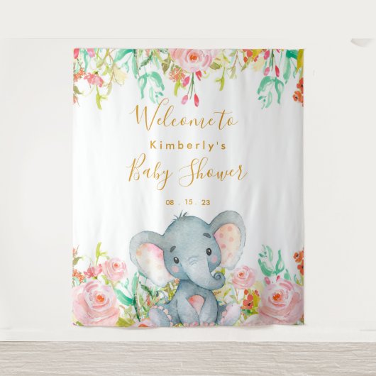 Hintergrund für die Girl Elephant Babydusche Wandteppich (Vorderseite)