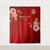 Hintergrund für die Hochzeit von Peony Chinese Wandteppich (Vorderseite)