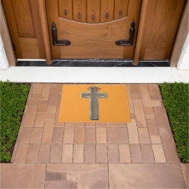 Hintergrund für die Kreuzmatte mit orangefarbenem  Fußmatte