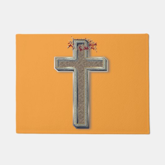 Hintergrund für die Kreuzmatte mit orangefarbenem Fußmatte (Vorderseite)