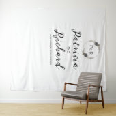 Hintergrund für einfarbige Hochzeiten in Monogramm Wandteppich (Beispiel (Horizontal))