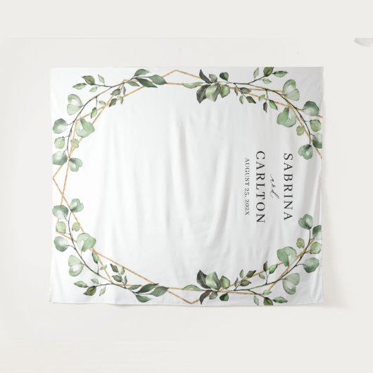 Hintergrund für Eukalyptus-Blätter Geometrisches H Wandteppich (Vorderseite (Horizontal))